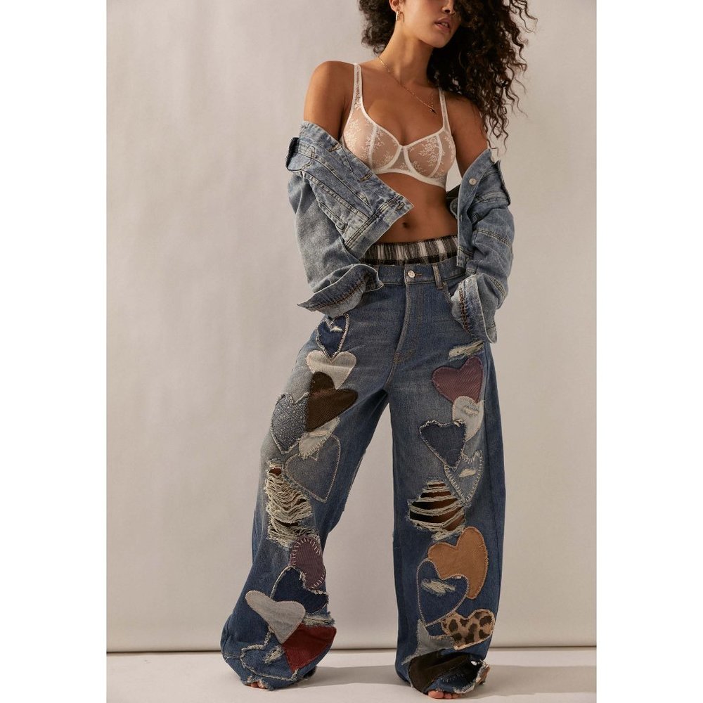 FREE PEOPLE Piece Of My Heart Jeans / Crazy For You - Picture 4 of 10